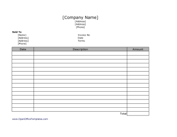 Simple Lined Invoice LibreOffice Template