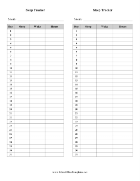 Simple Sleep Tracker LibreOffice Template