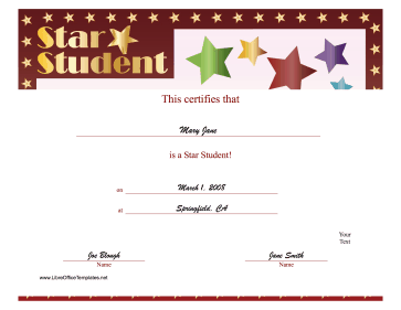 Top Pupil Certificate LibreOffice Template