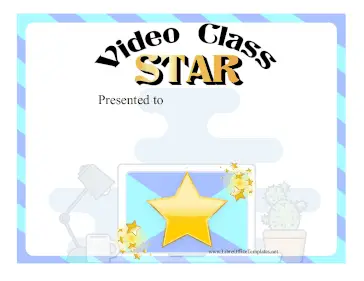Video Class Award Certificate LibreOffice Template