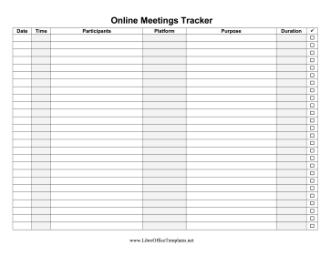 Video Meetings Log LibreOffice Template