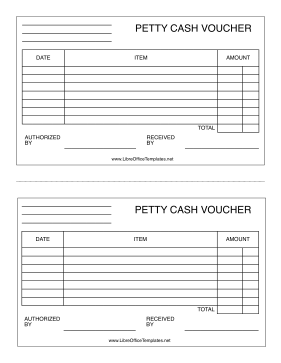 Voucher for Petty Cash LibreOffice Template