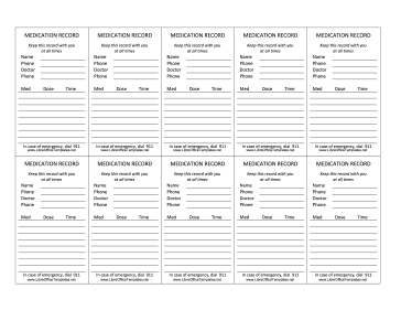 Wallet-Sized Medication Cards LibreOffice Template