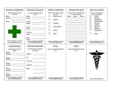 Wallet Medical Information Card LibreOffice Template