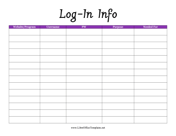 Website Log-In LibreOffice Template