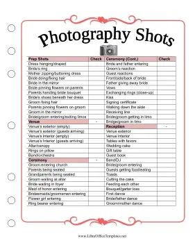 Wedding Planner Photo List LibreOffice Template