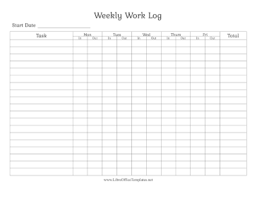 Work Log One Week LibreOffice Template