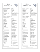 Hospital Birth Packing List LibreOffice Template