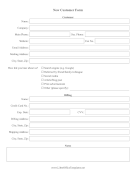 Intake Form New Customer LibreOffice Template