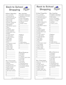 Return To School Shopping List