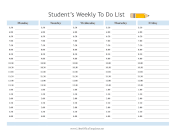 Student Weekly Planner Half Hour LibreOffice Template
